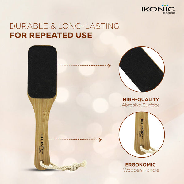 Ikonic Basics Sided Sand Bamboo Foot Scraper  IKB-758C