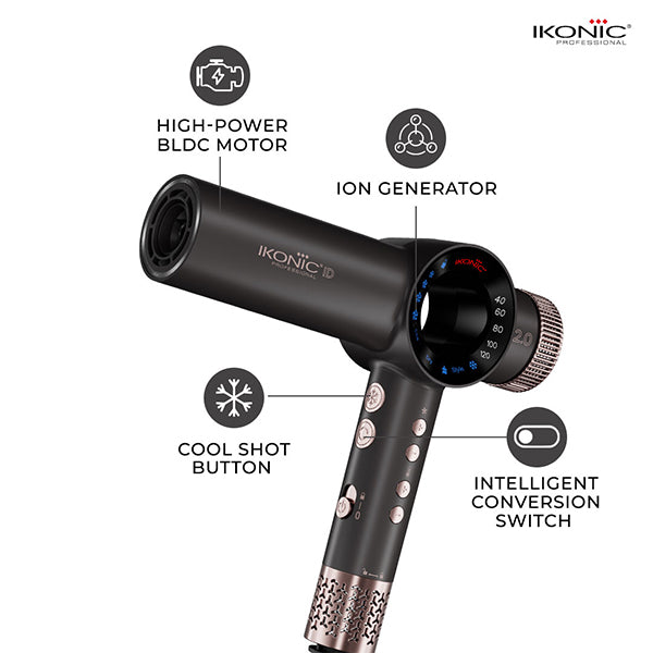 Ikonic Professional ID 2.0 Hair Dryer (Ash Grey) + Free Stand