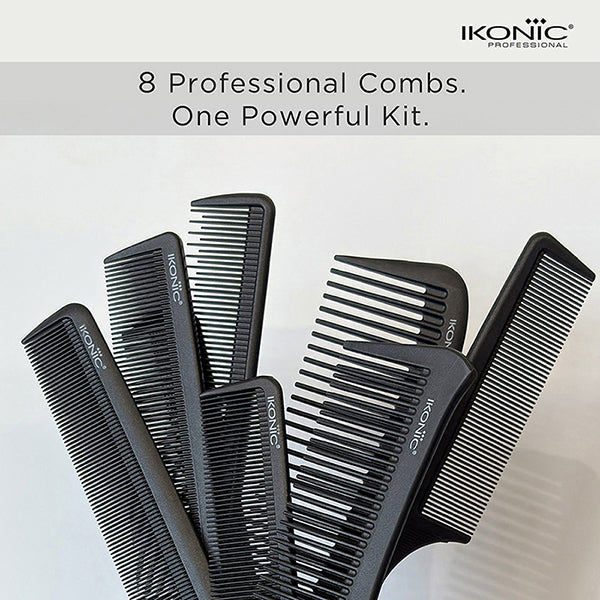Ikonic Professional Pro Comb Set- (Set of 8 Pieces) 