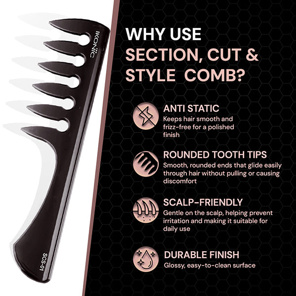 Ikonic Professional Section Cut & Style Hair Comb