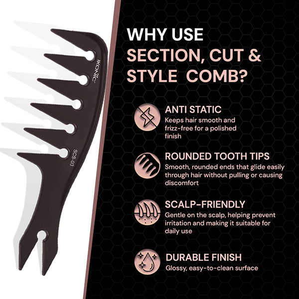 Ikonic Professional Section Cut & Style Hair Comb