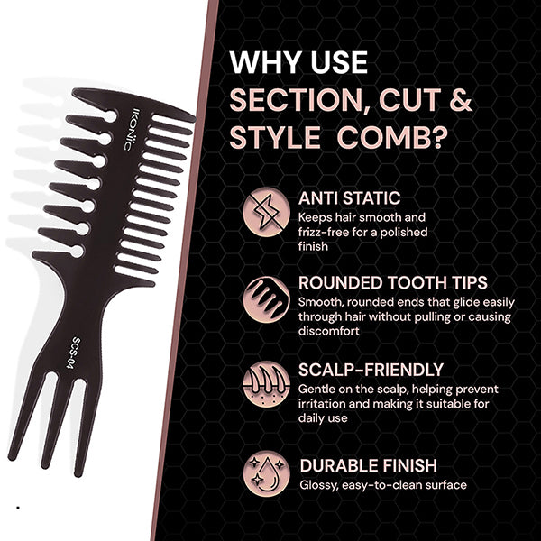 Ikonic Professional Section Cut & Style Hair Comb