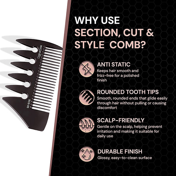 Ikonic Professional Section Cut & Style Hair Comb