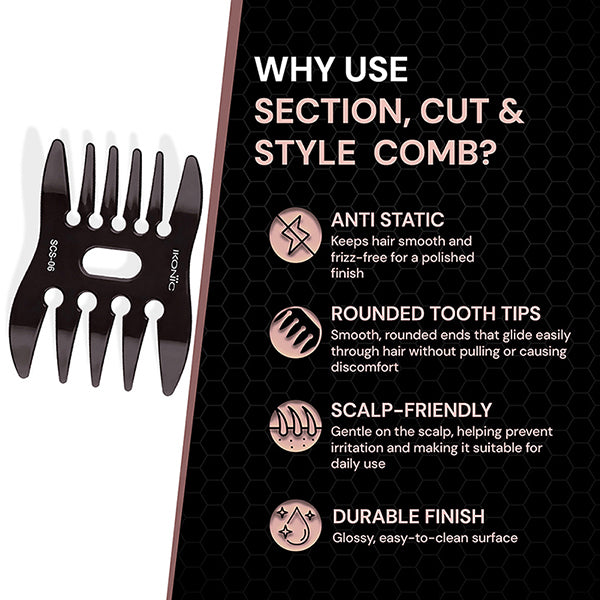 Ikonic Professional Section Cut & Style Hair Comb