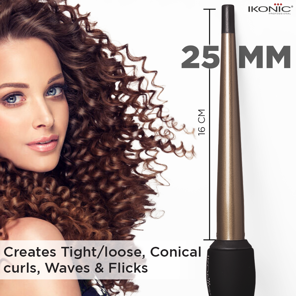 Ikonic Conical Tong Hair Curler Black IKONIC WORLD