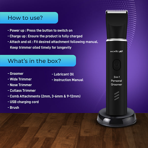 Ikonic Me Unisex 3-in-1 Personal Groomer Trimmer