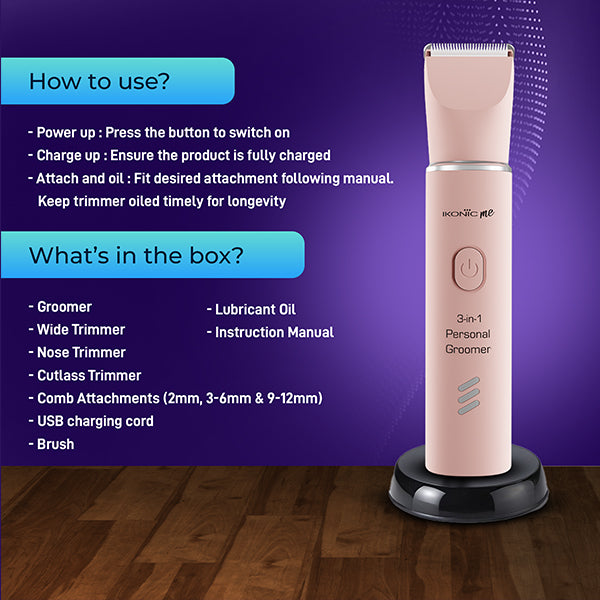 Ikonic Me Unisex 3-in-1 Personal Groomer Trimmer