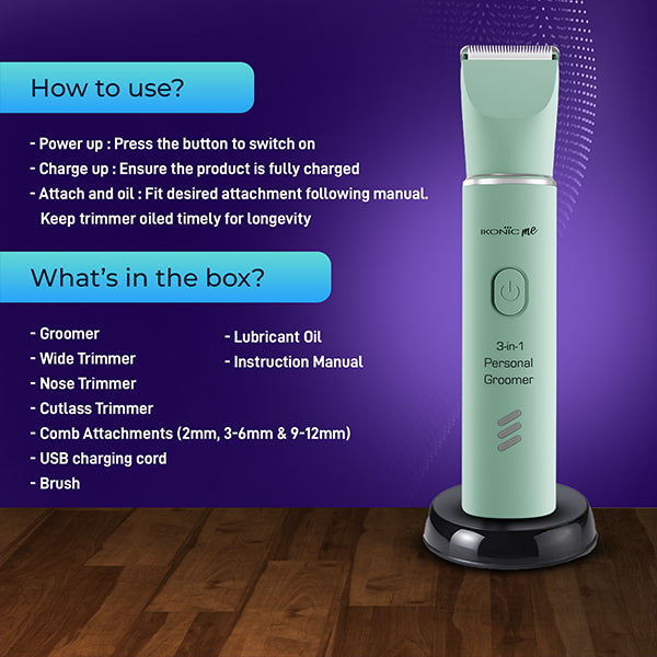 Ikonic Me Unisex 3-in-1 Personal Groomer Trimmer